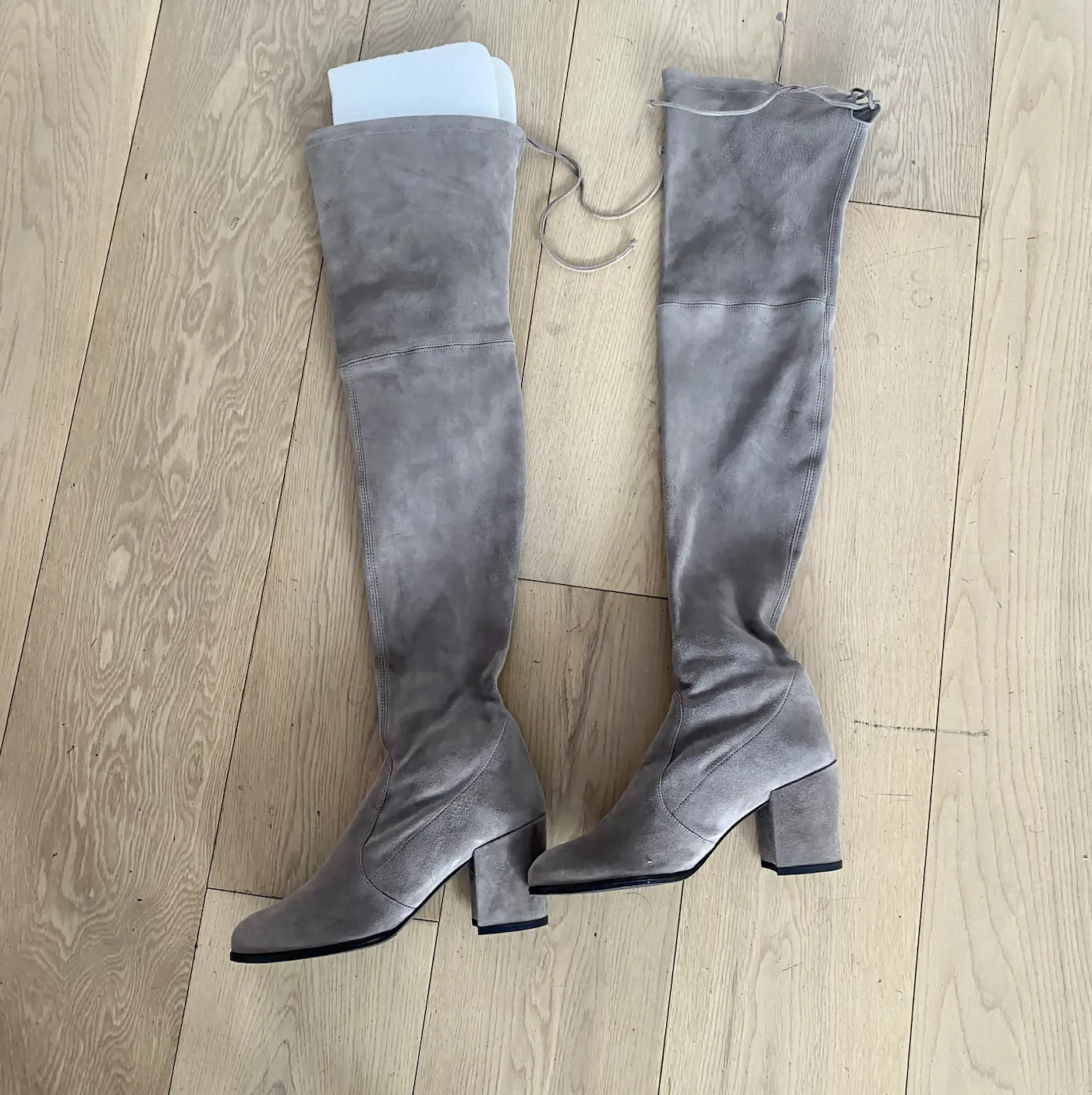 STUART WEITZMAN Suede thigh boots - Mushroom - Sz 38.5/39