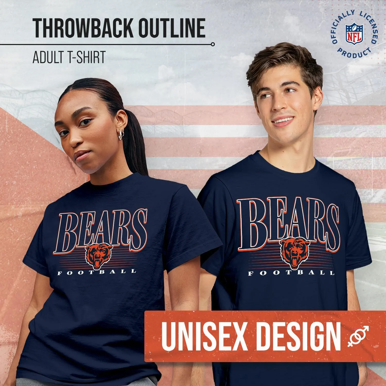 Team Fan Apparel NFL Adult Overtime Blueprint Tag-Less T-Shirt, Unisex Football Tee