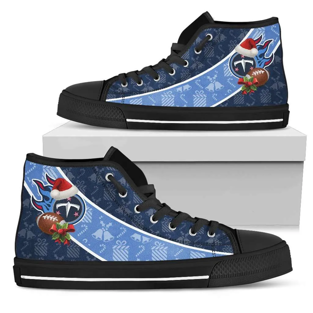 Tennessee Titans Christmas Football Pattern Canvas High Top Shoes