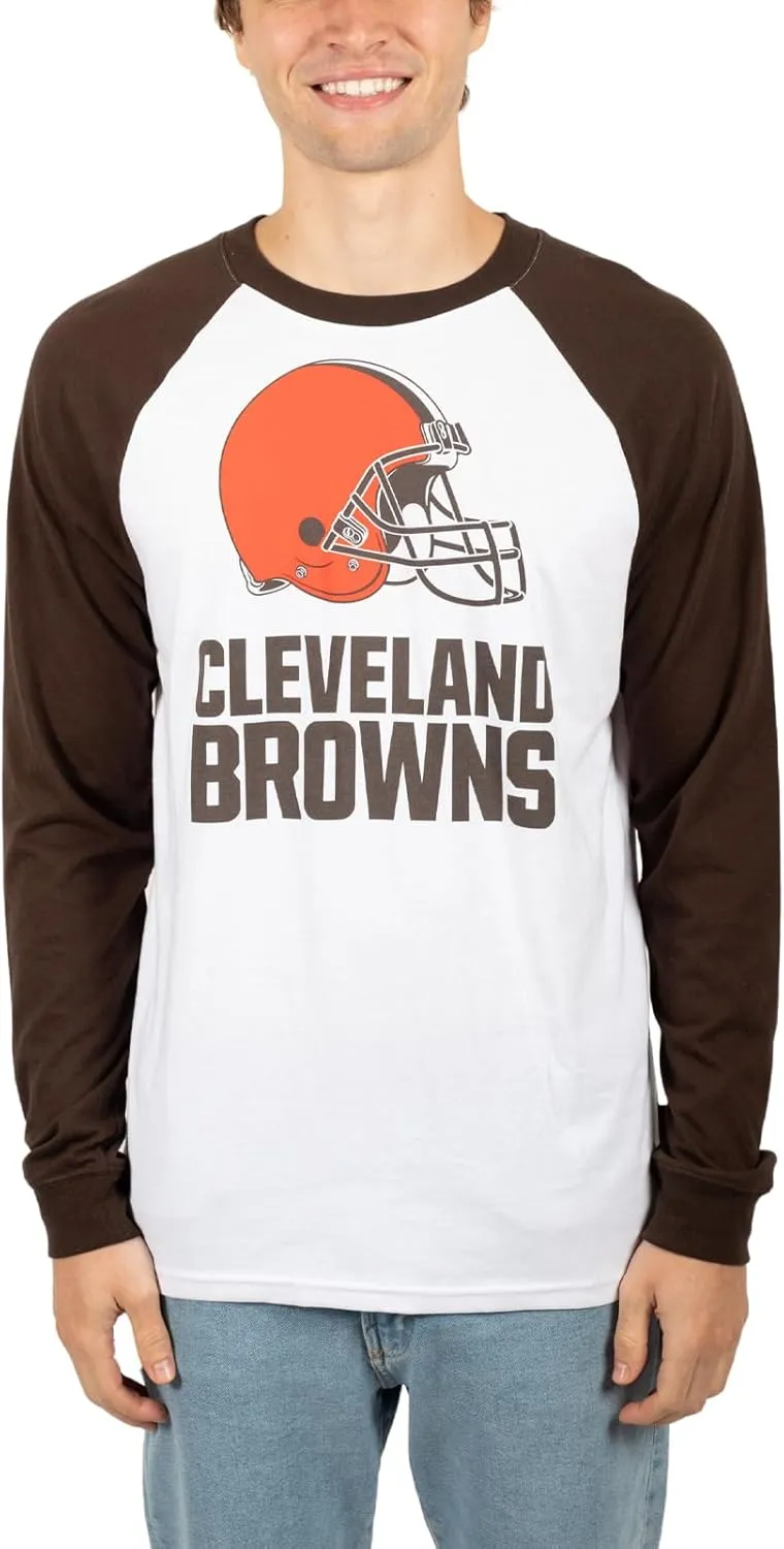 Ultra Game Adults NFL Official Super Soft Raglan Baseball Long Sleeve T-Shirt