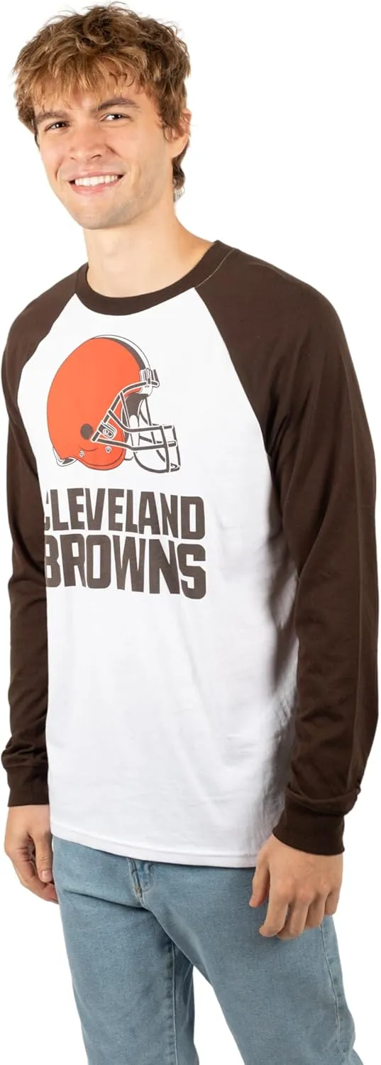 Ultra Game Adults NFL Official Super Soft Raglan Baseball Long Sleeve T-Shirt
