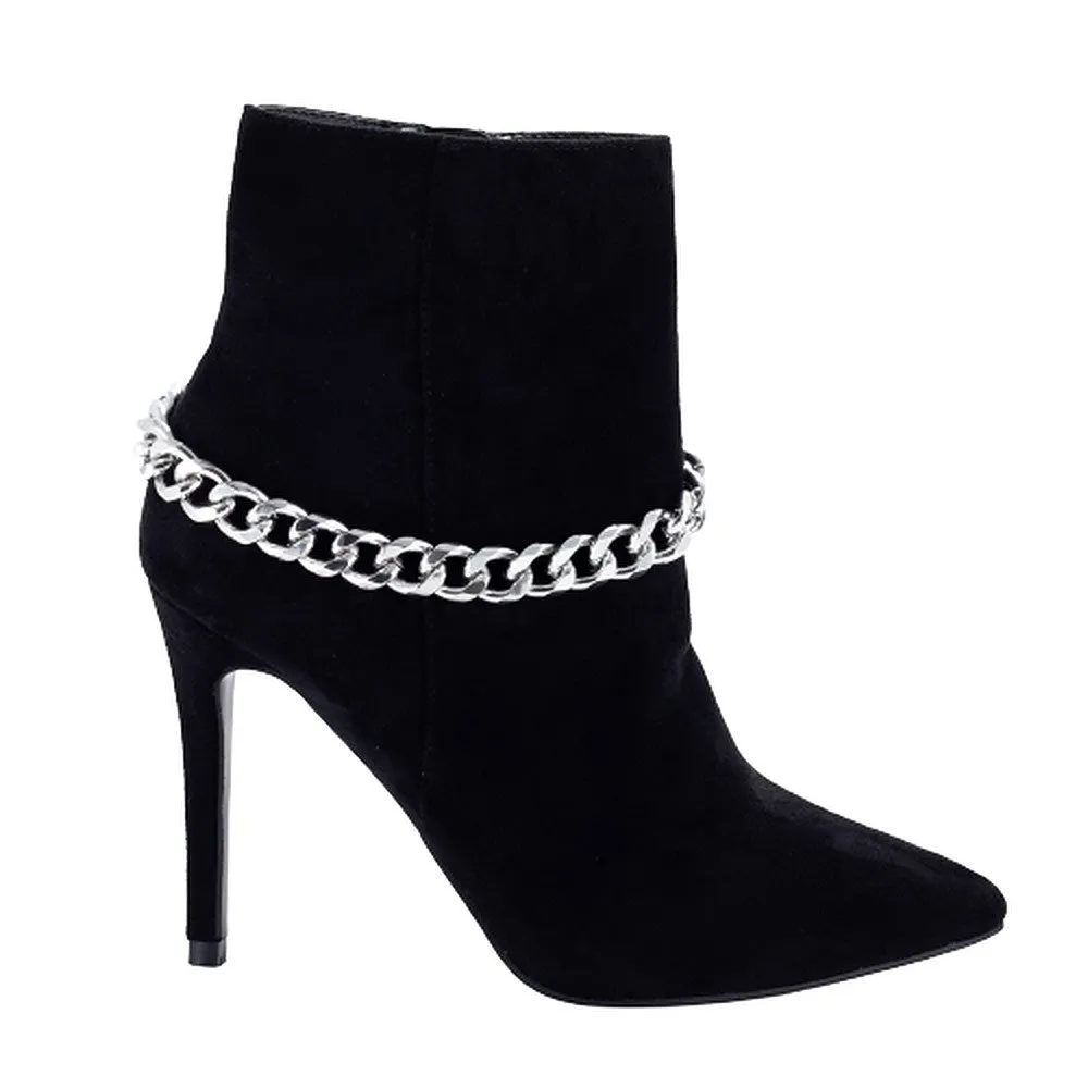 Women Shiny Draped Chain Ankle Booties Cravings By Mata shoes