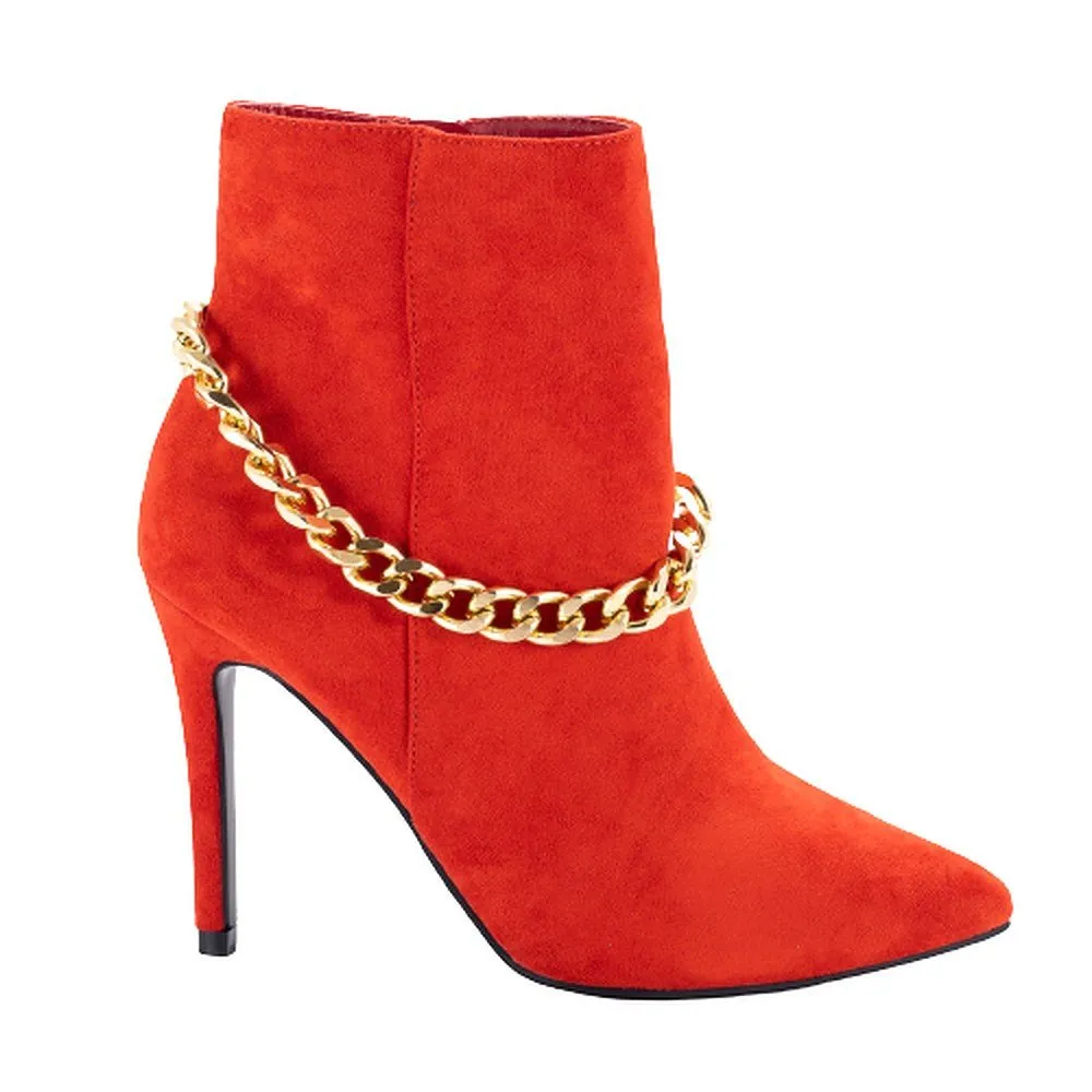 Women Shiny Draped Chain Ankle Booties Cravings By Mata shoes